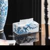 Niebiesko-biała porcelanowa szkatułka na chusteczki Ceramiczny pojemnik na ręczniki papierowe Stolik kawowy Biurko Uchwyt na serwetki Pudełka na chusteczki Vintage Wystrój domu