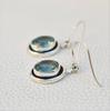 Handmade Oval Blue Topaz Earrings: 925 Sterling Silver Dangle
