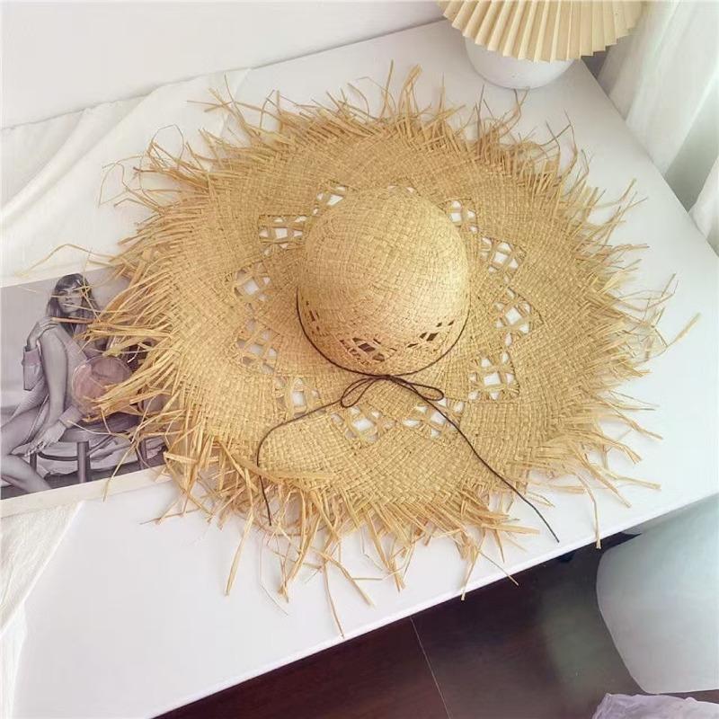 Summer Wind Big Brim Raffia Straw Hat Women's Beach Hat Travel Seaside Vacation Sun Hat