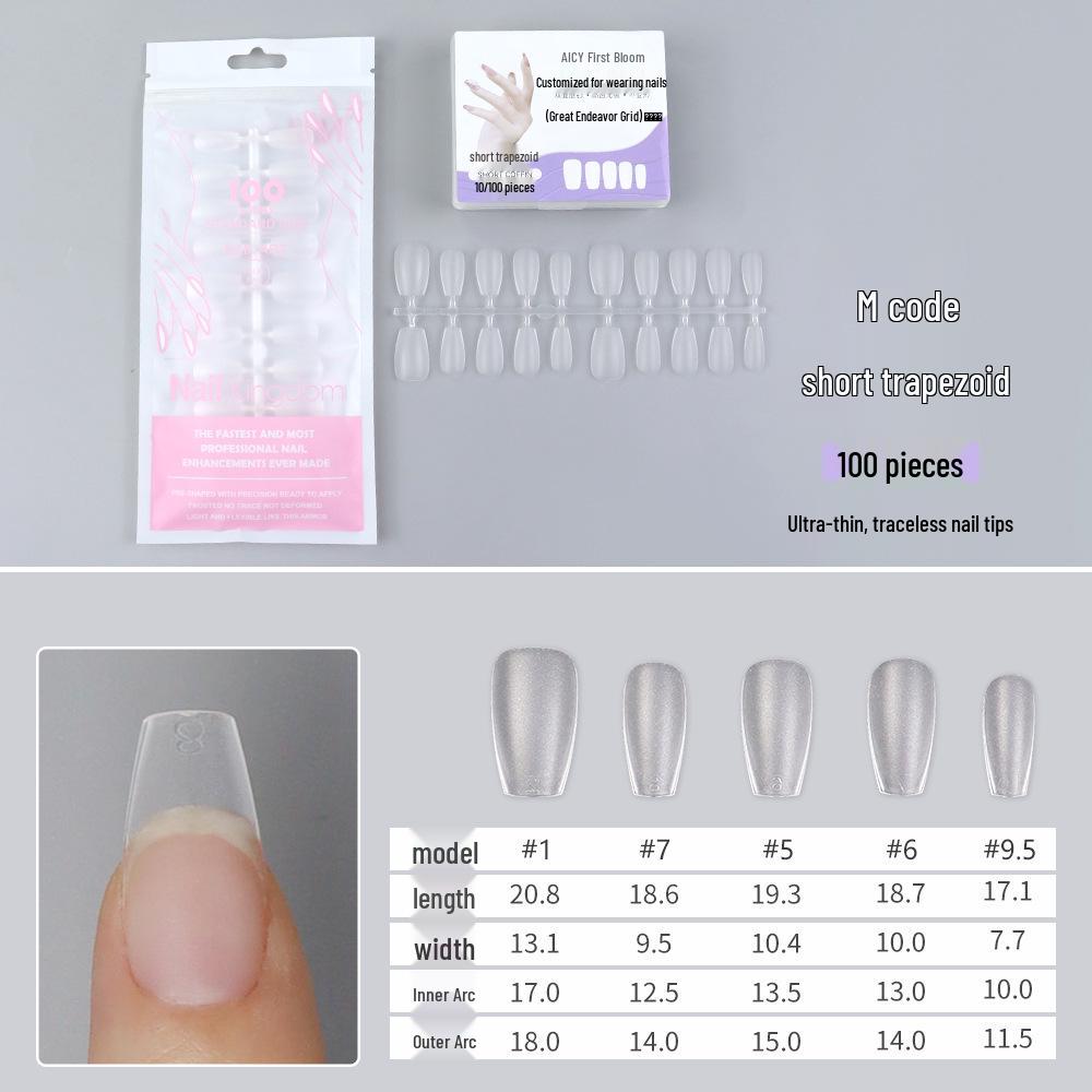 Pre-sized Frosted Ladder-Shaped Nail Tips - 100 Pcs, Thin & No Filing Needed