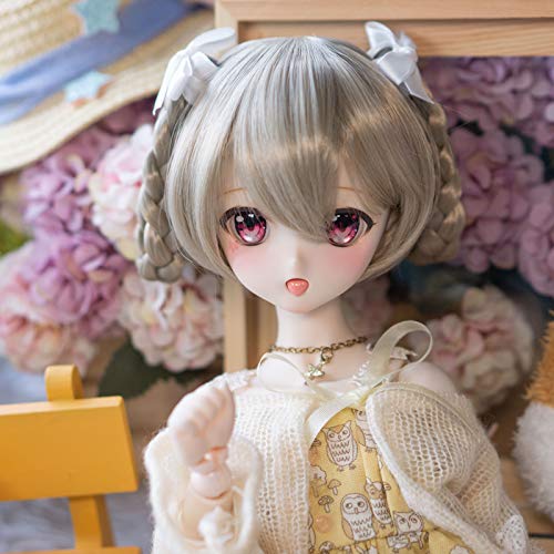 YR EARTH S297 Heat-Resistant Doll Wig, Braided Hair, Shiny Beige, 1/3, 1/4, 1/6 Size, BJD, DD, SD, MDD, MSD (1/3, 8-9 inch Size)