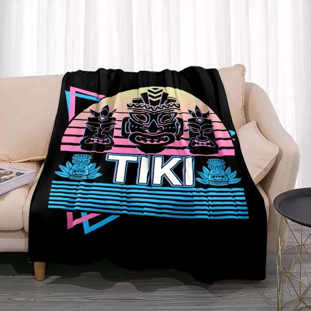 Tiki Bar Fashion Flannel Throw Blanket Summer Beach Aloha Hawaii Funny Accessories Man Cave Party Home Decor for Pub Club