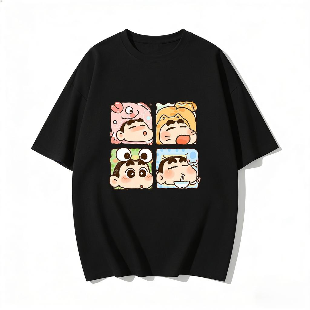 Crayon Shinchan Cute Cartoon T Shirt Couple Clothes Family Matching Tee Summer Casual Short Sleeve Cotton Top Fashion Streetwear