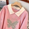 Plus Size Autumn Lapel Sweatshirt (Chest Circumference: 150/160cm, Suitable for 200-350 Jin)