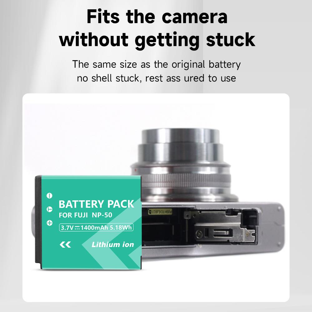 PALO 1400mAh NP-50 NP 50 Kameraakku für Fujifilm FinePix XF1 F200EXR F100fd XP100 XP170 X10 X20 XP200 F70EXR + LED-Ladegerät