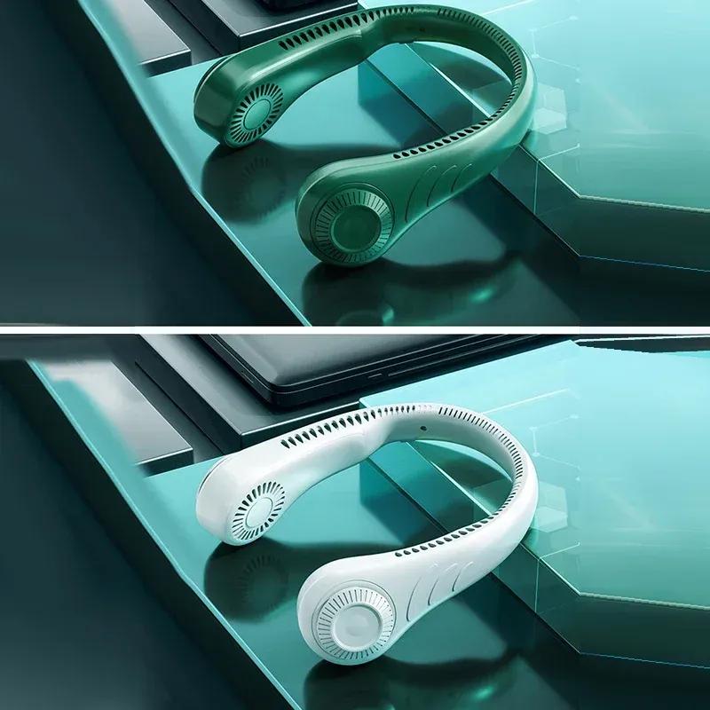 Portable Neck Fan  Rechargeable Turbofan USB Leafless Air Conditioner Bladeless Fans Hanging Neck Cooler For Summer