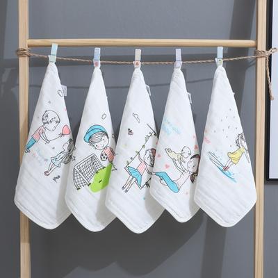 5PCS Burp Cloth Baby Gauze Towels Super Soft Scarf Pure Cotton Square Towels Portable Six Layer Cartoon Infan Washcloth