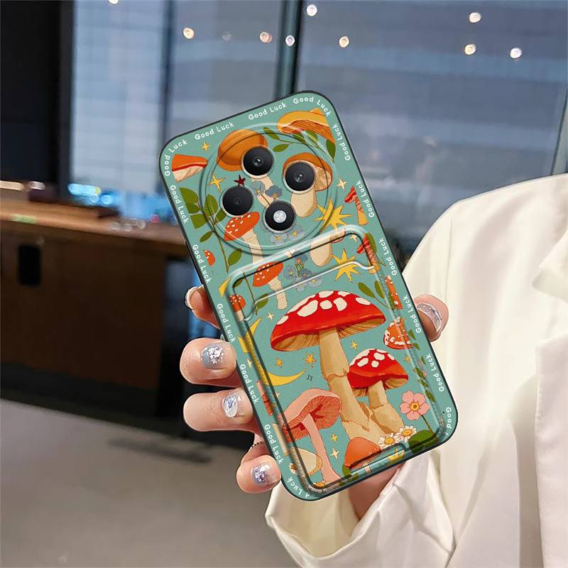 Fashion Design Durable Phone Case For OPPO Reno12F 5G/Reno12 FS/F27 5G Card Bag Anti-knock Card Slot Cartoon Silicone