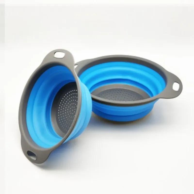1/2pcs Folding Silicone Drain Basket Fruit Vegetable Washing Basket Foldable Strainer Colander Collapsible Drainer