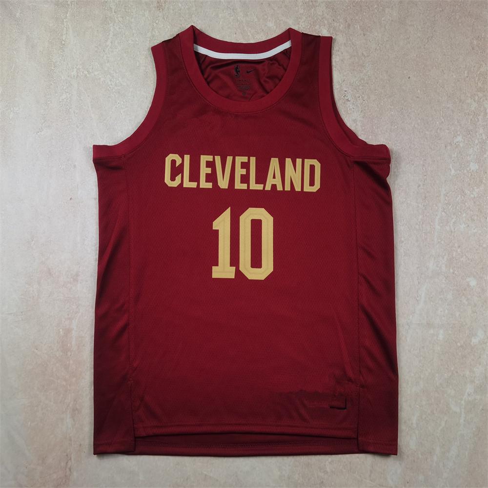 Cavaliers Basketball Jersey: Red #45 Mitchell, #10 Garland, #4 Mobley, Heat-Pressed James, Irving, Allen Edition