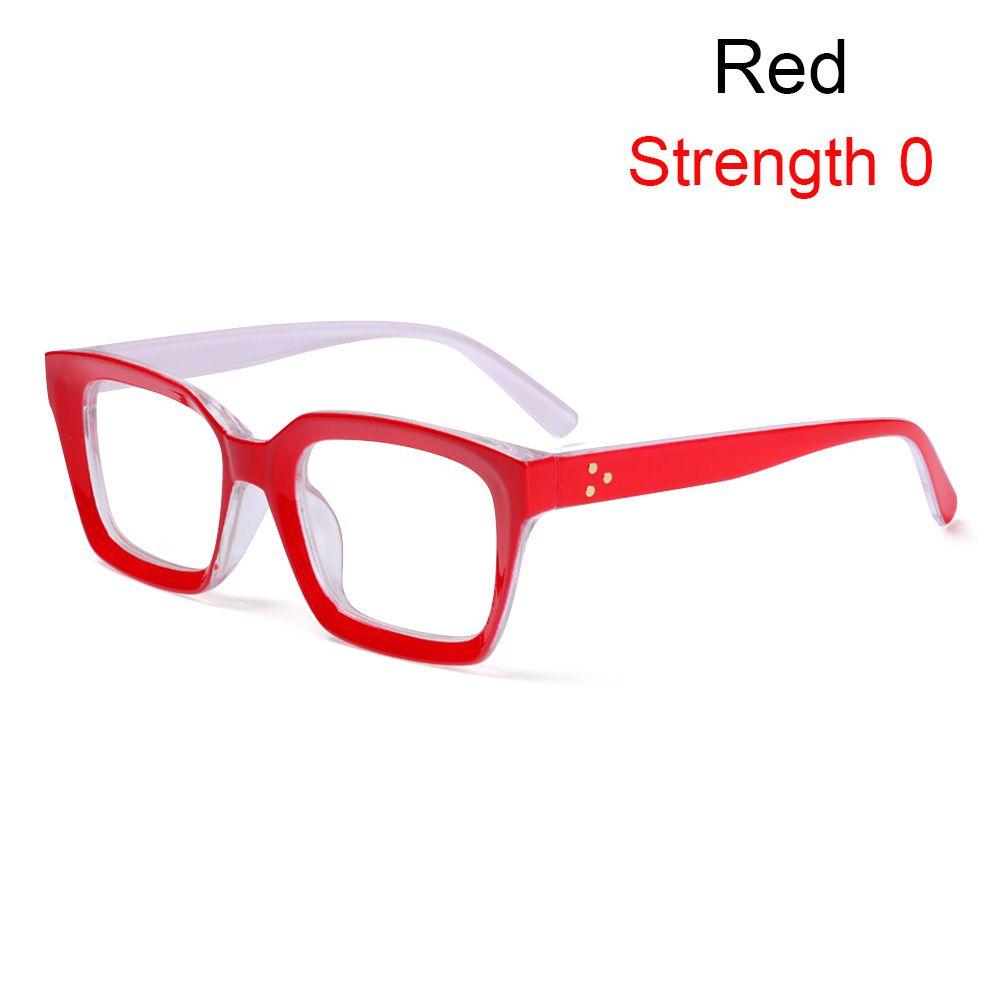 

Fashion Square High-definition Reading Glasses Oversized Large Frame Presbyopia Eyeglasses red-Strength 0