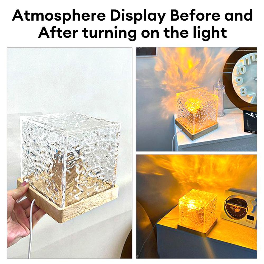 Dynamic Rotating Water Ripple Projector Night Light 16 Colors Flame Crystal Lamp for Living Room Bedroom Dynamic Rotating Lights