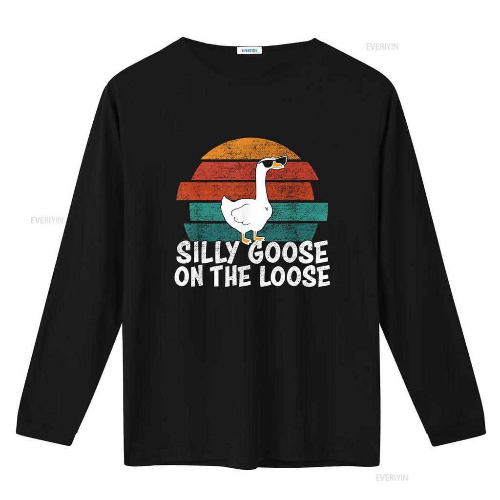 Silly Goose On The Loose T Shirt Vintage Washed Versatile Slightly Top For Everyday Wear Streetwear Graphic Casual Stretched