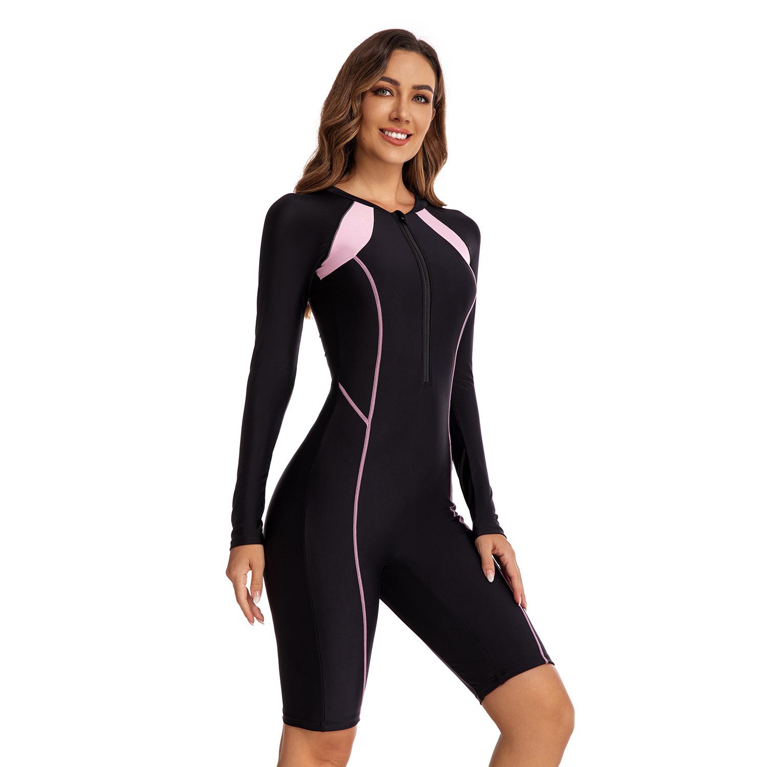

Цельный женский купальник для серфинга с длинными рукавами, солнцезащитный костюм для дайвинга XL чёрный
