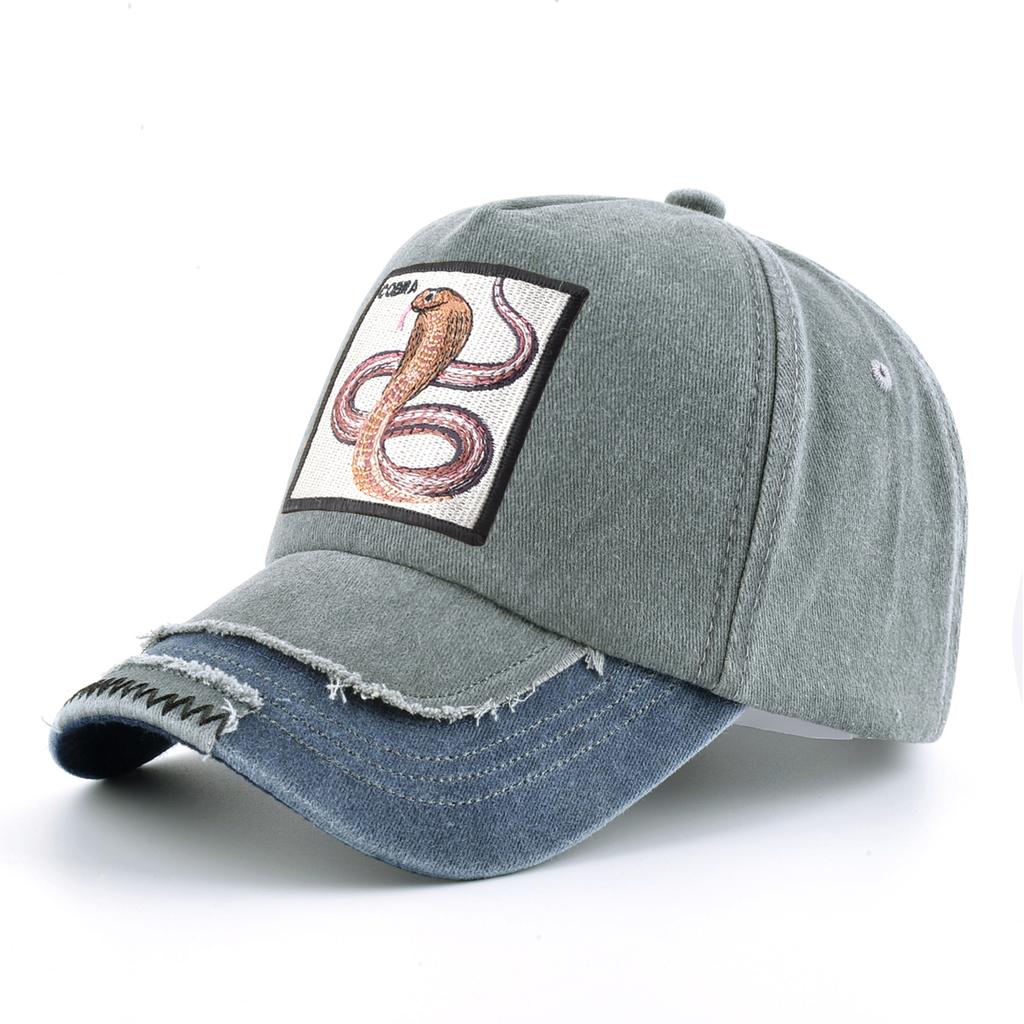 Vintage Denim Baseballkappe mit Stickerei Tiere Patch Herren Snapback Hip Hop Dad Hats Damen Vier Jahreszeiten Verstellbare Schirmmütze