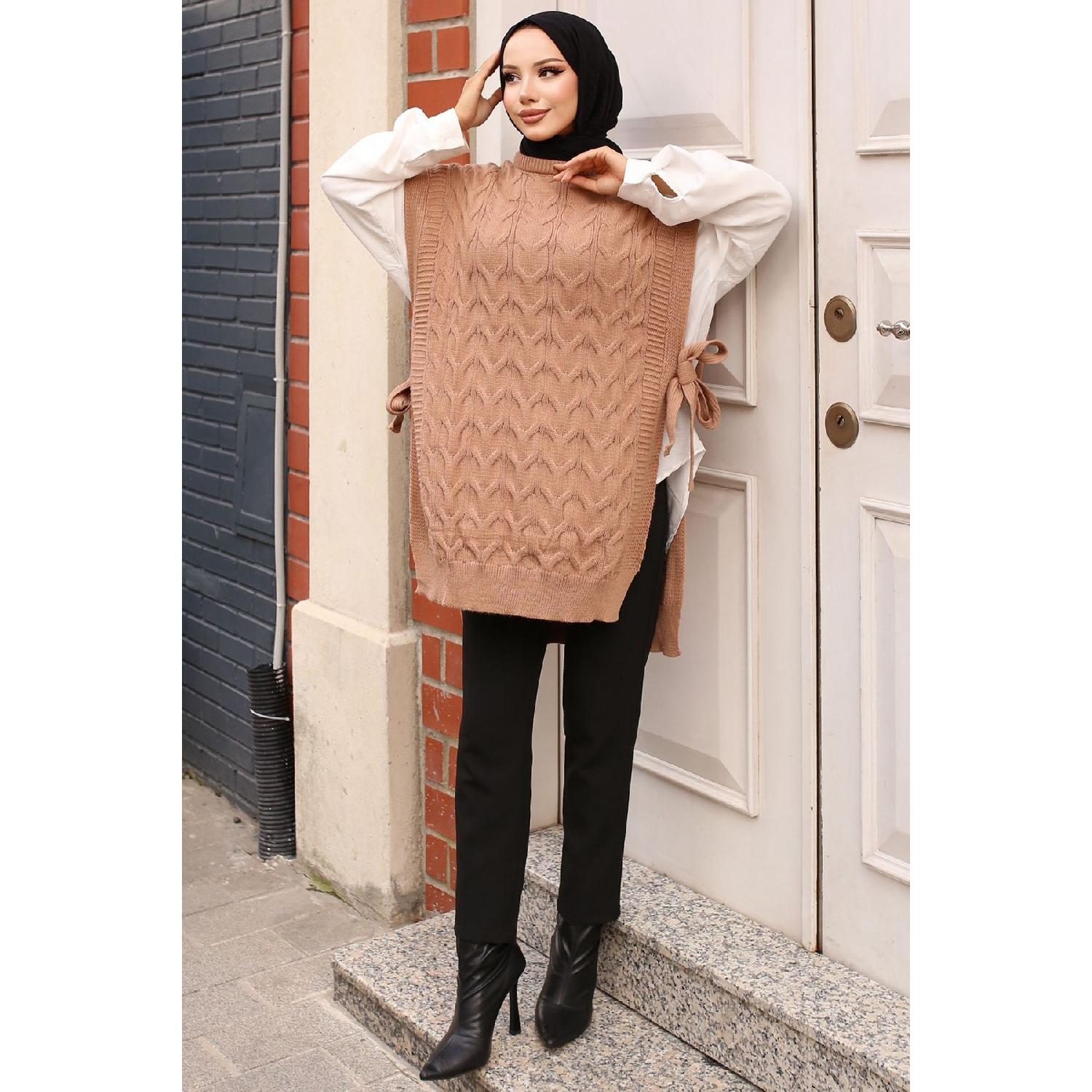 

11024 Side Belt Tied Sweater Mink Standart ваниль
