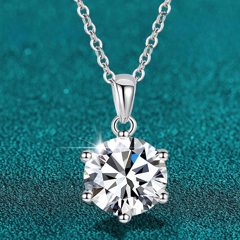 

D color 4ct 10mm Moissanite Necklace For Women 925 Sterling Silver with 18K Gold Plated Lab Diamond Pendant Wedding Party Jewelry