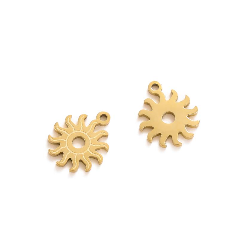 Colorful 18K Gold Plated Oil Drop Stainless Steel Charms Enamel Sun Flower Moon Pendants For Necklace Jewelry Making