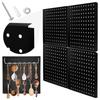 Socpuro Steel Perforated Board, 31 X 30.5 Cm, Set of 4, Black, 6mm Hole Diameter, Wall Mountable, Punching Board, Commercial Use, Tool Storage, Wareho