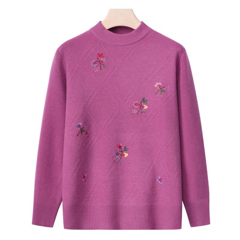 Grandma autumn women's top middle old man winter knitted sweater mother base clothes year 0 old lady sweater