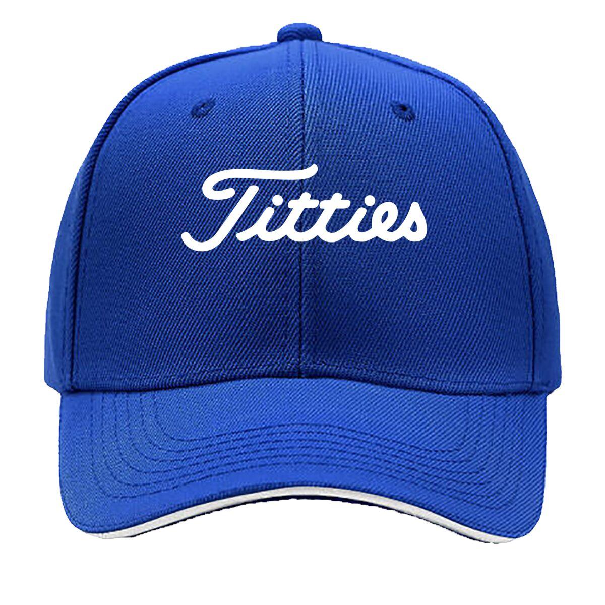 

Titties Bold Text Art Sandwich Baseball Cap One Size синій