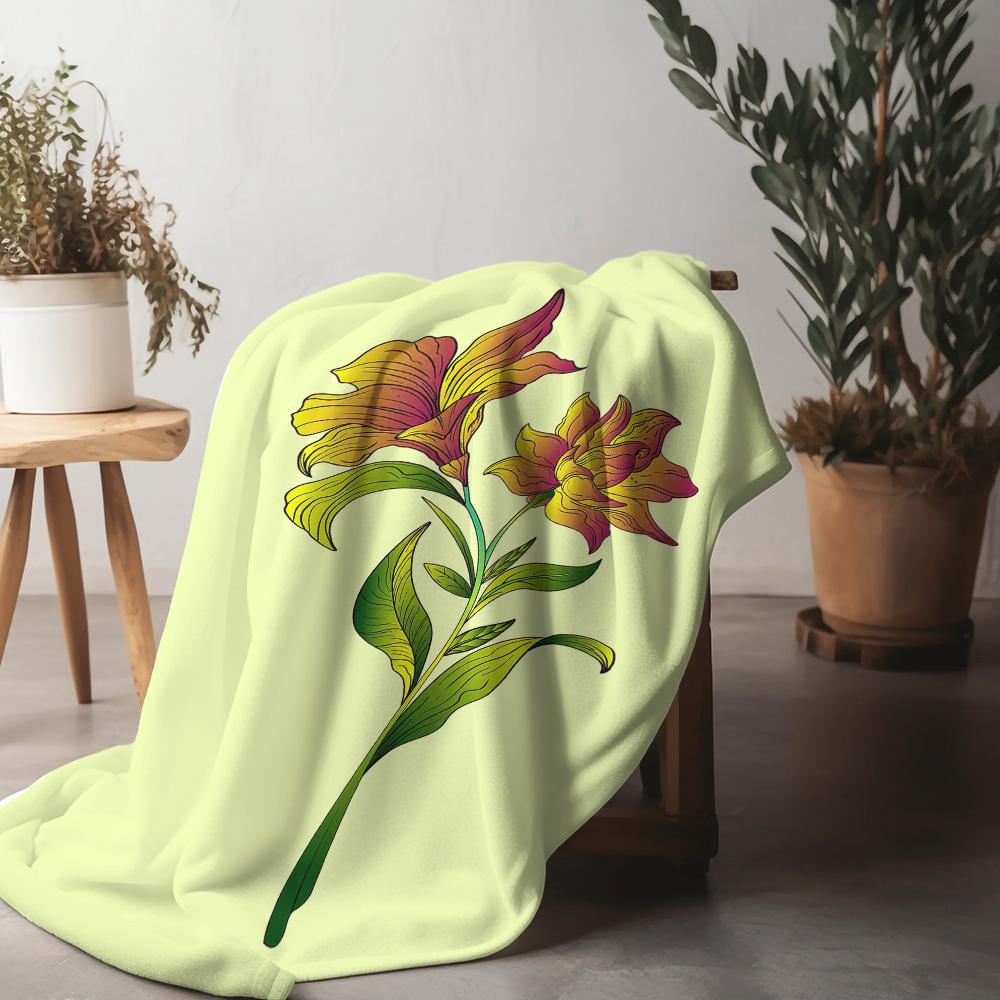Soft Fleece Blanket with Elegant Floral Design Watercolor Flower Print Cozy Bed Blanket for Women Gift