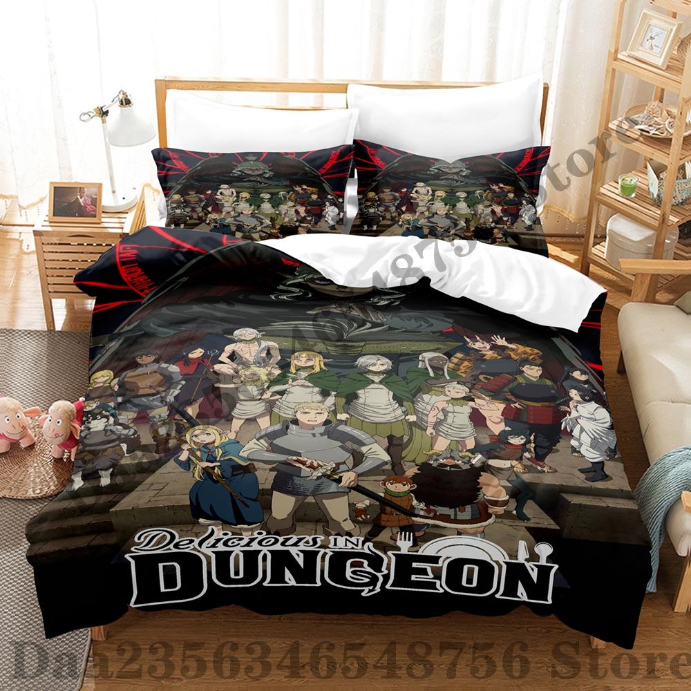 Delicious in Dungeon Bedding Set Single Twin Full Queen King Size Bed Set Adult Kid Bedroom Duvetcover Sets Anime Bed Sheet Set