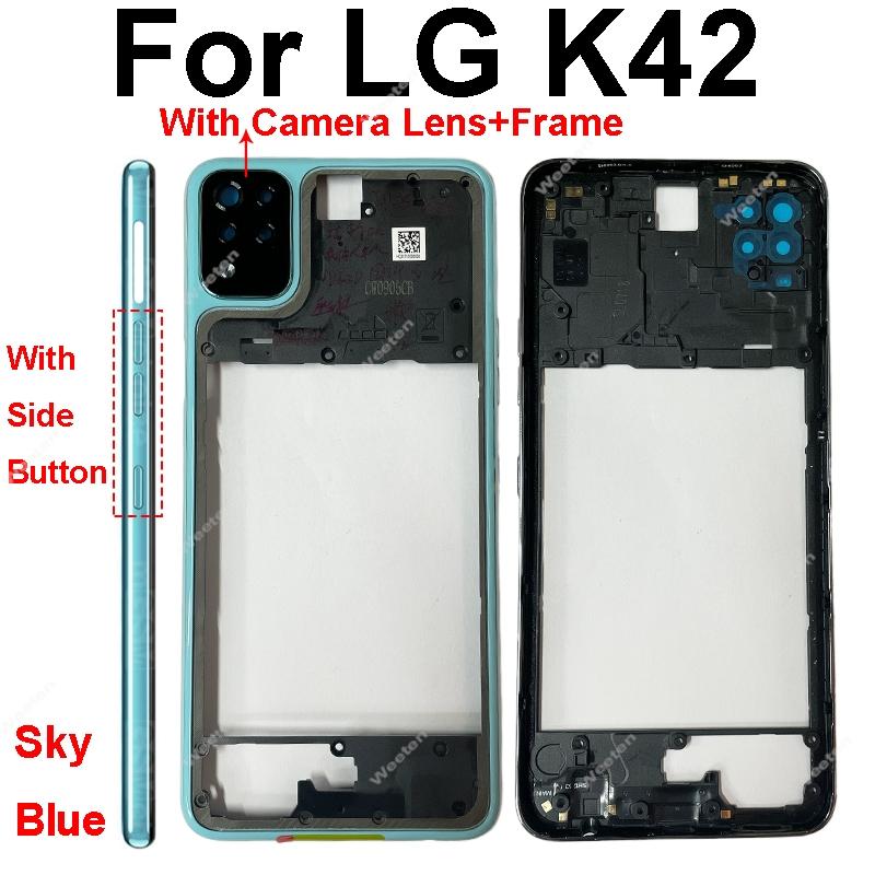 For LG K42 K52 K62 Plus Middle Frame Holder Cover Perfect Fit with Side Button Quality Phone Repair Parts Stable