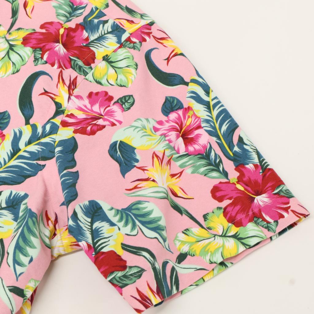 Ralph Lauren Classic Fit Pink Hibiscus Button-Down Shirt, Short Sleeve Tops S pinkUsed