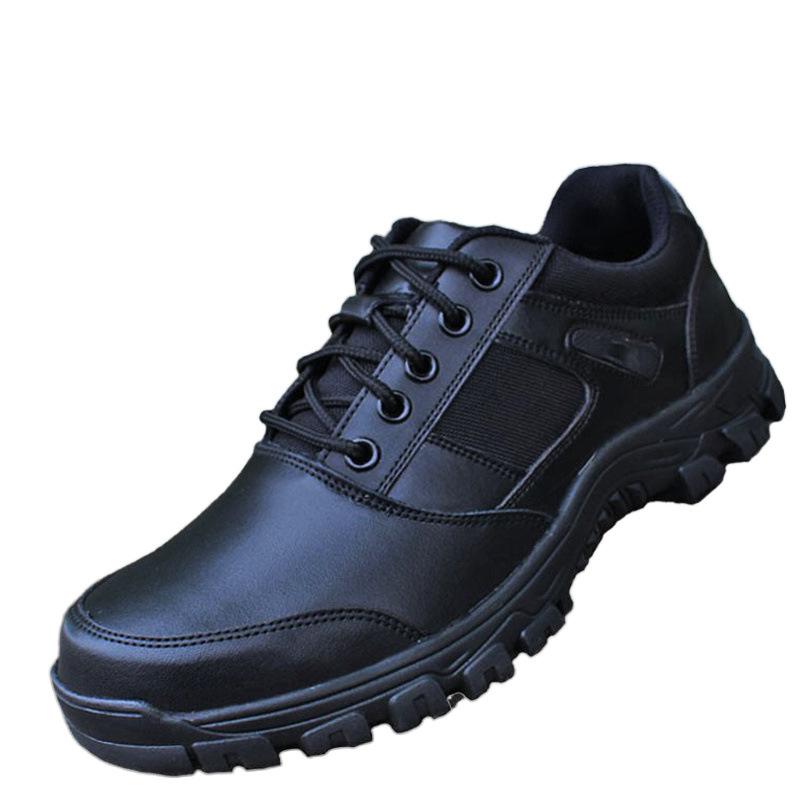 Security patrol low-top training shoes men's black breathable casual sports running shoes lightweight non-slip men's leather shoes