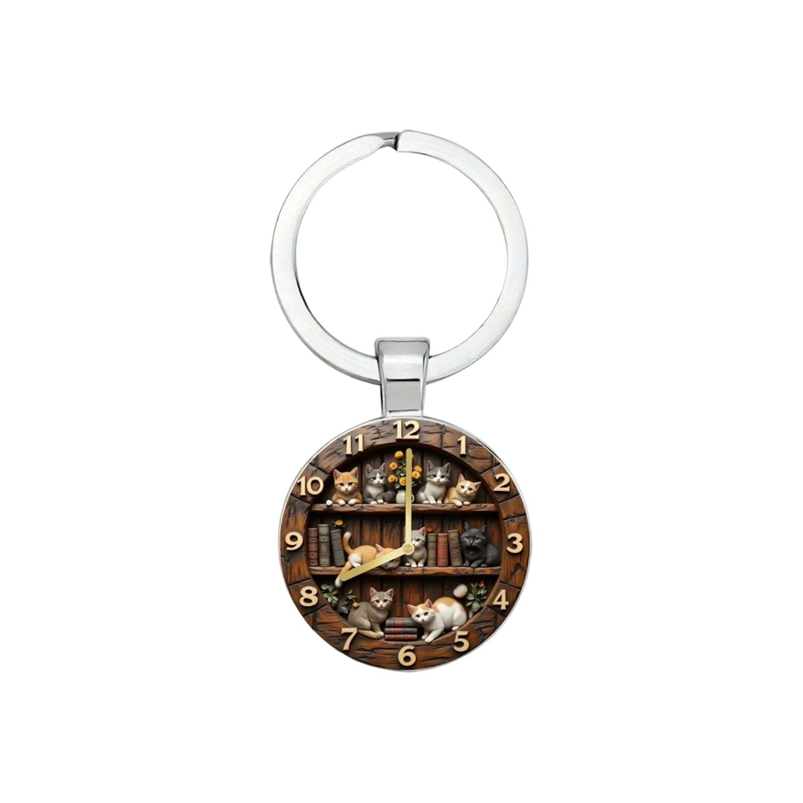

Clock Bookcase Pattern Pendant Alloy Keychain Jewelry One Size