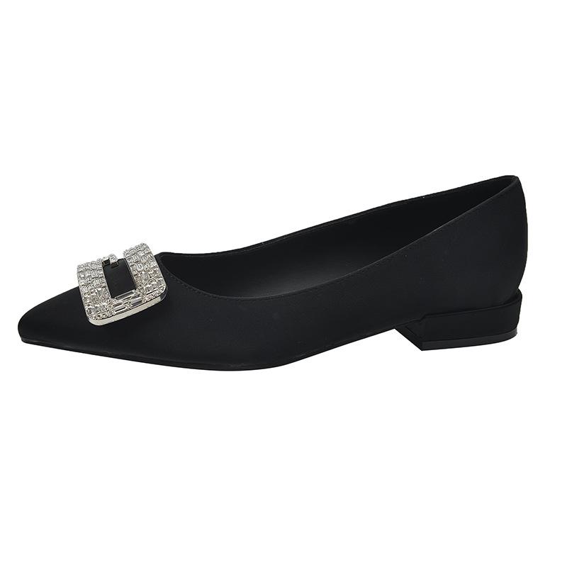 

Purple Fantasy Linglong Women s Shoes Thick Heel Rhinestone Square Buckle Women s Single Shoes Wide Feet Fat Feet Women s Shoes 35 чёрный