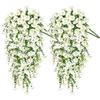 75cm White Artificial Morning Glory Wall Hanging Faux Violet Plants Hanging Flowers Vines for Home Garden Wedding Decor