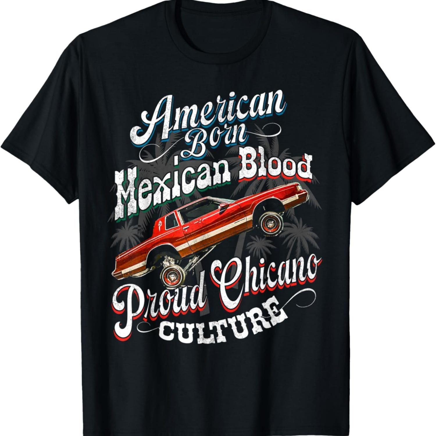 

American Born Mexican Blood Lowriders Chicano Proud Culture T-Shirt XXXXXL чёрный