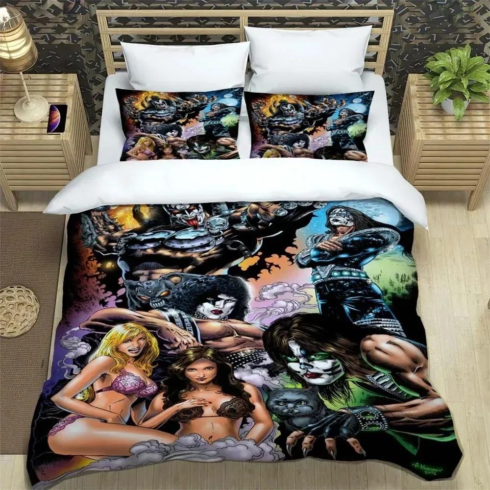 KISS Rock Band Bedding Set,Single Twin Full Queen King Size,KISS Music Bed Set Kid Bedroom Bedding Sets