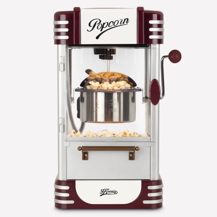 Machine à popcorn HKOENIG - POP330 - Design retro - Capacité 50g - Lumière intérieure de maintien au chaud - 360W