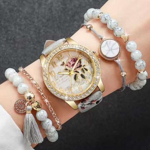 

Ebay Women S Watch Fashion Temperament Flower Light Luxury Diamond Printed Belt Quartz Watch Women bulk price
