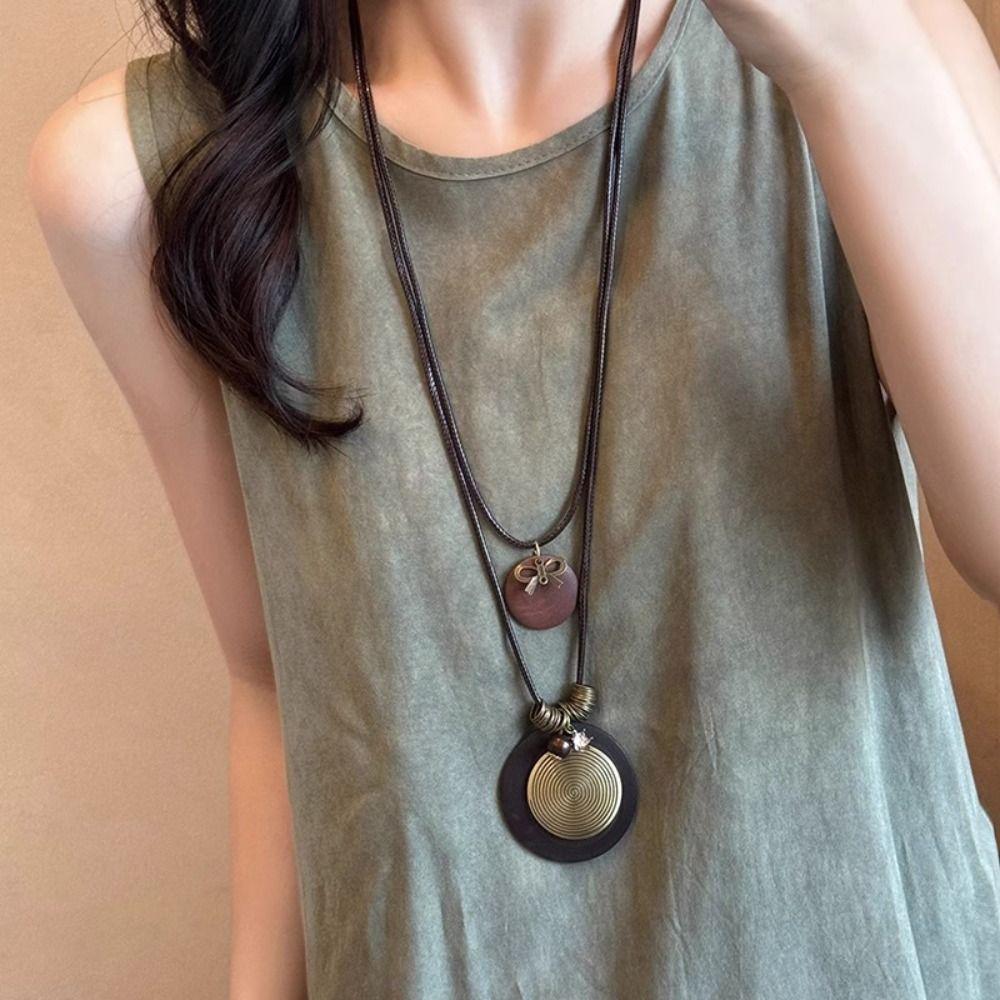 Geometric Bohemian Style Choker Long Sweater Chain Ethnic Style Necklace Jewelry Accessories