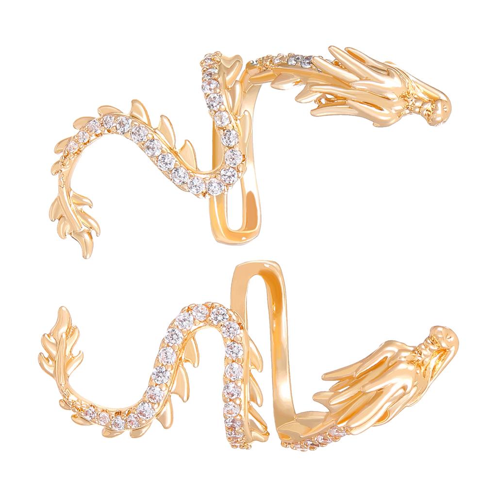 Dragon Shape Ear Clip Exquisite Earrings for Women and Men Clip On Earrings Crystal Dragon Ear Cuff Ornament for Daily