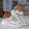 Fashion Letters Floral Print Platform Sneakers for Women Fashion Knitting Casual Sports Shoes Woman Non Slip Breathable Running Shoes