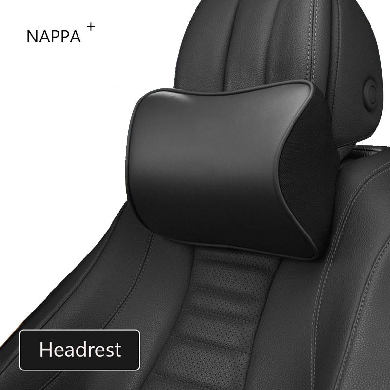 NAPPA Leather Car Neck Pillow For Tesla Model 3 Model Y Model X Auto Rear Seat Back Headrest Lumbar Supports Travel Cushion