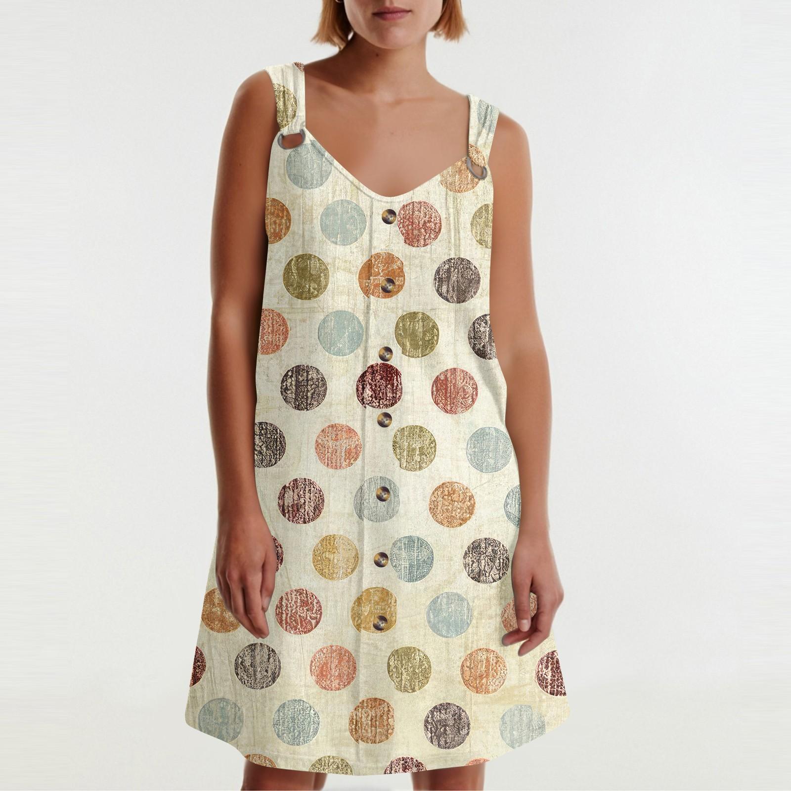 

Women s Summer Dress With Pocket Sleeveless Floral Print Sundress XL жовтий