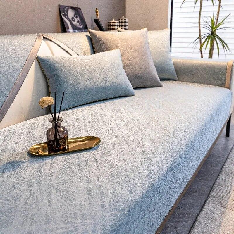 Moderne Chenille-Sofamatte, Jacquard, staubdicht, rutschfest, dicke Rückenlehne, Handtuch, hautfreundlich, Heimdekoration, Kissen für Wohnzimmer