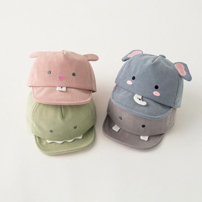Cute Animal Baby Baseball Hat Cartoon Dinosaur Rabbit Infant Peaked Cap Solid Color Kawaii Soft Brim Kids Sun Hats