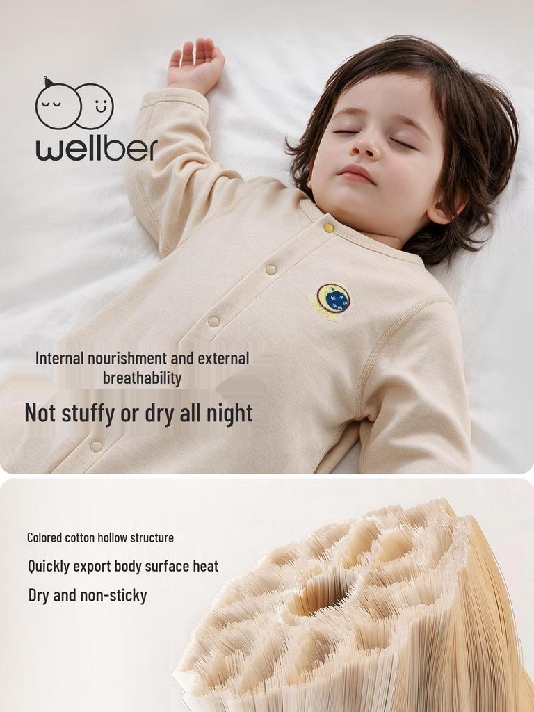 Willberu Baby Pure Cotton Long Sleeve Bodysuit - Safe Sleep Anti-Startle Crawling Suit for Autumn/Winter.