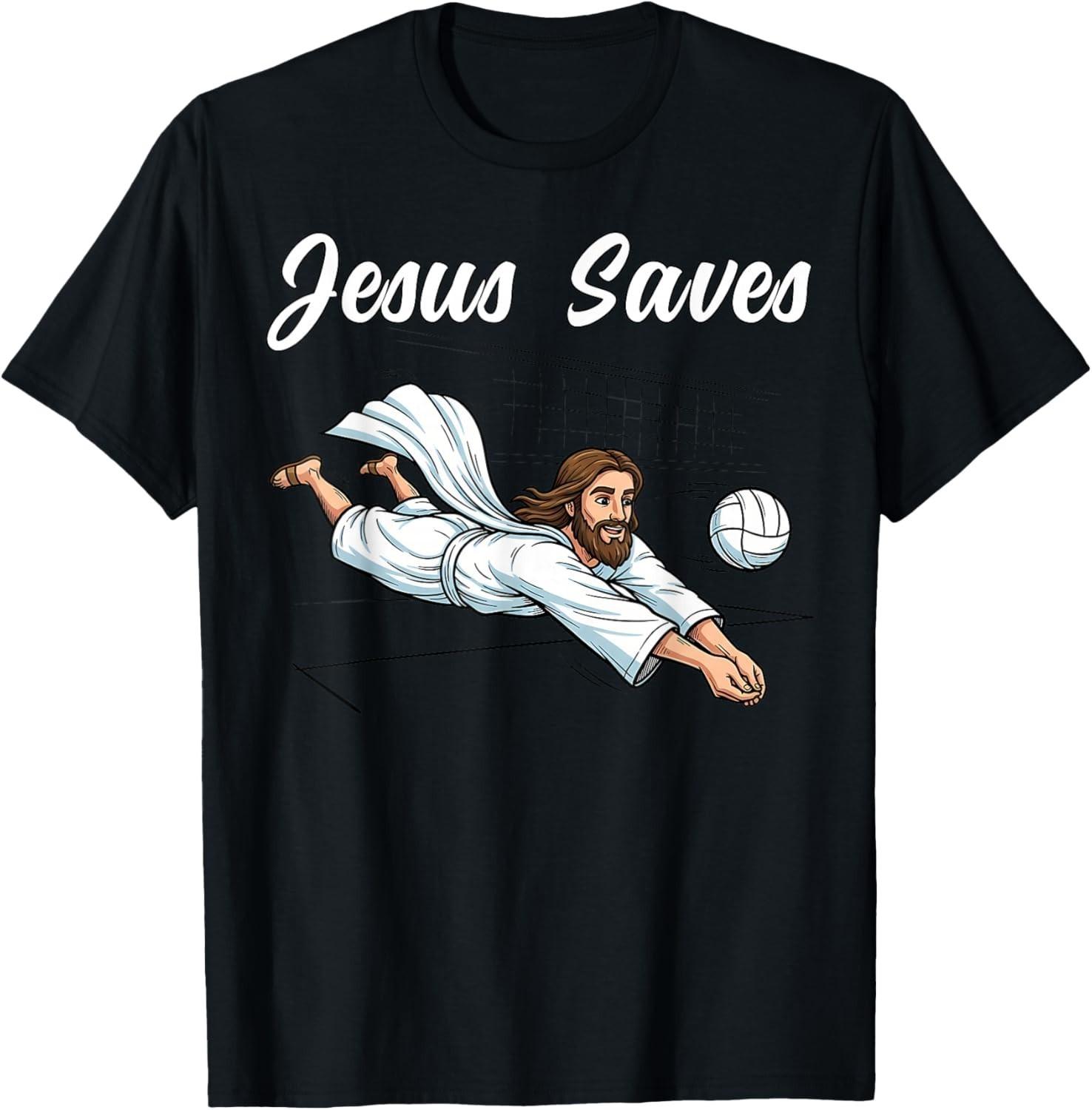 Jesus Christ Saves Christian Volleyball Player Men Women T-Shirt unisex T-Shirt S разноцветный