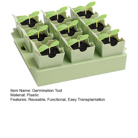 Seeds Starter Tray with 9 Deep Cells Reusable Germination Kit Seedlings Tray with Transplanting