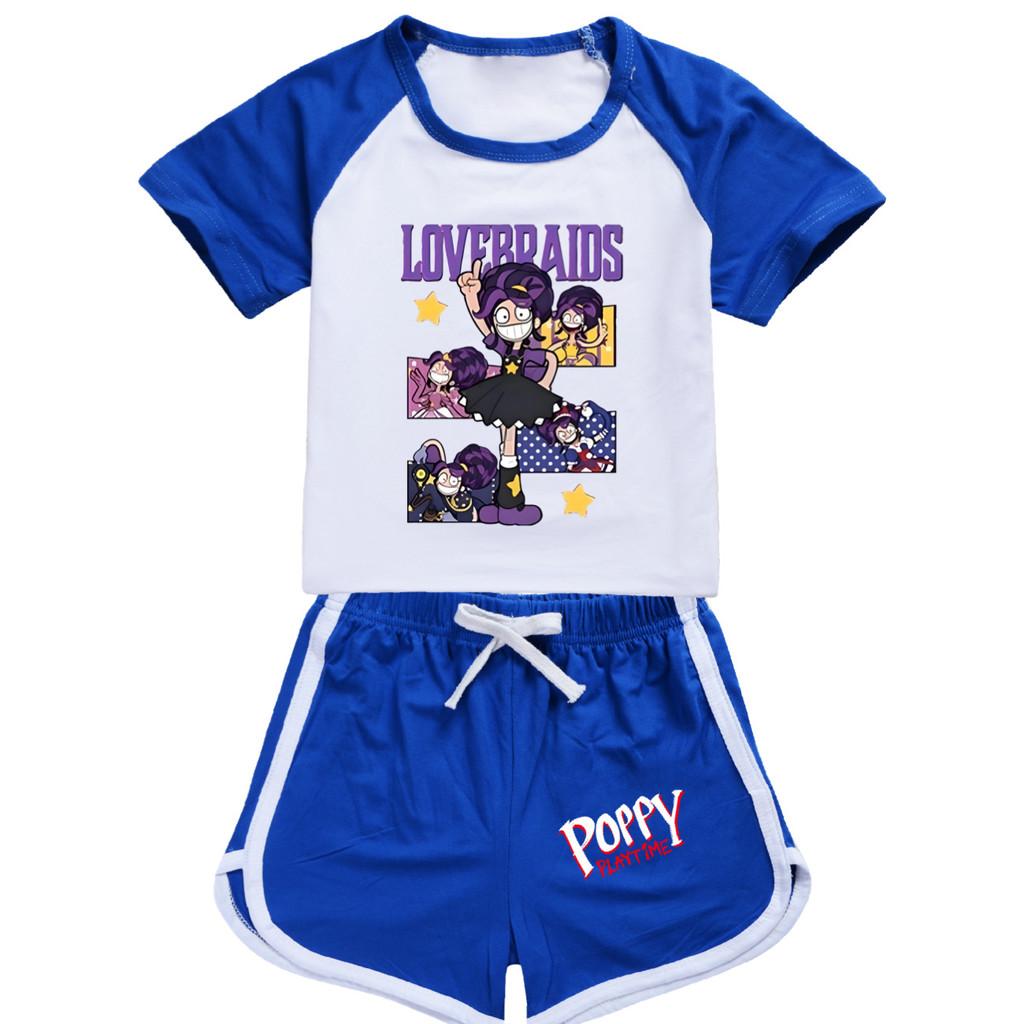 5601 2pcs/set Kids Girls Lily Lovebraids Print T-shirt Shorts Tracksuit Outerwear