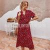 fashion women's clothing, Amazon's summer polka dot short-sleeved medium and long dress