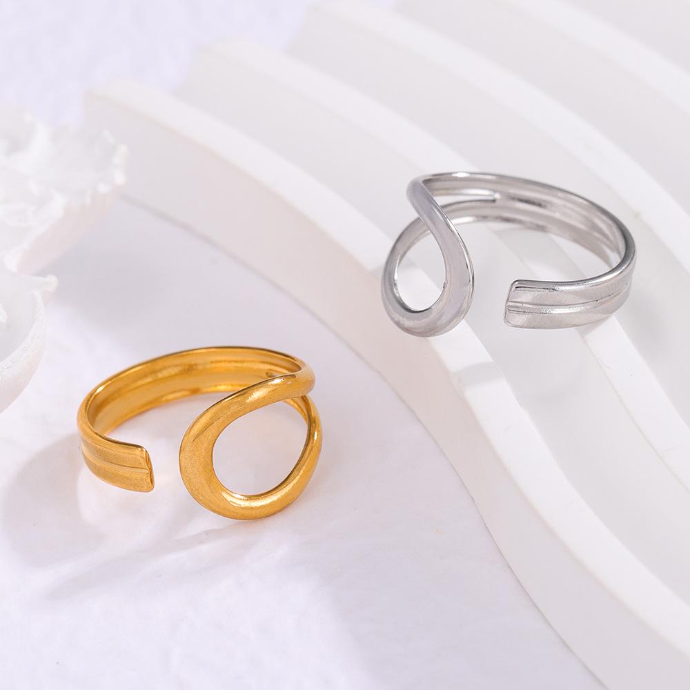 Elegant Water Drop Stainless Steel Adjustable Ring for Women - Non-Fading